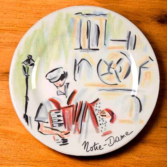 Gien Other - Notre Dame Faiencerie De Gien Joli Paris - Canape Salad  Bread Plate